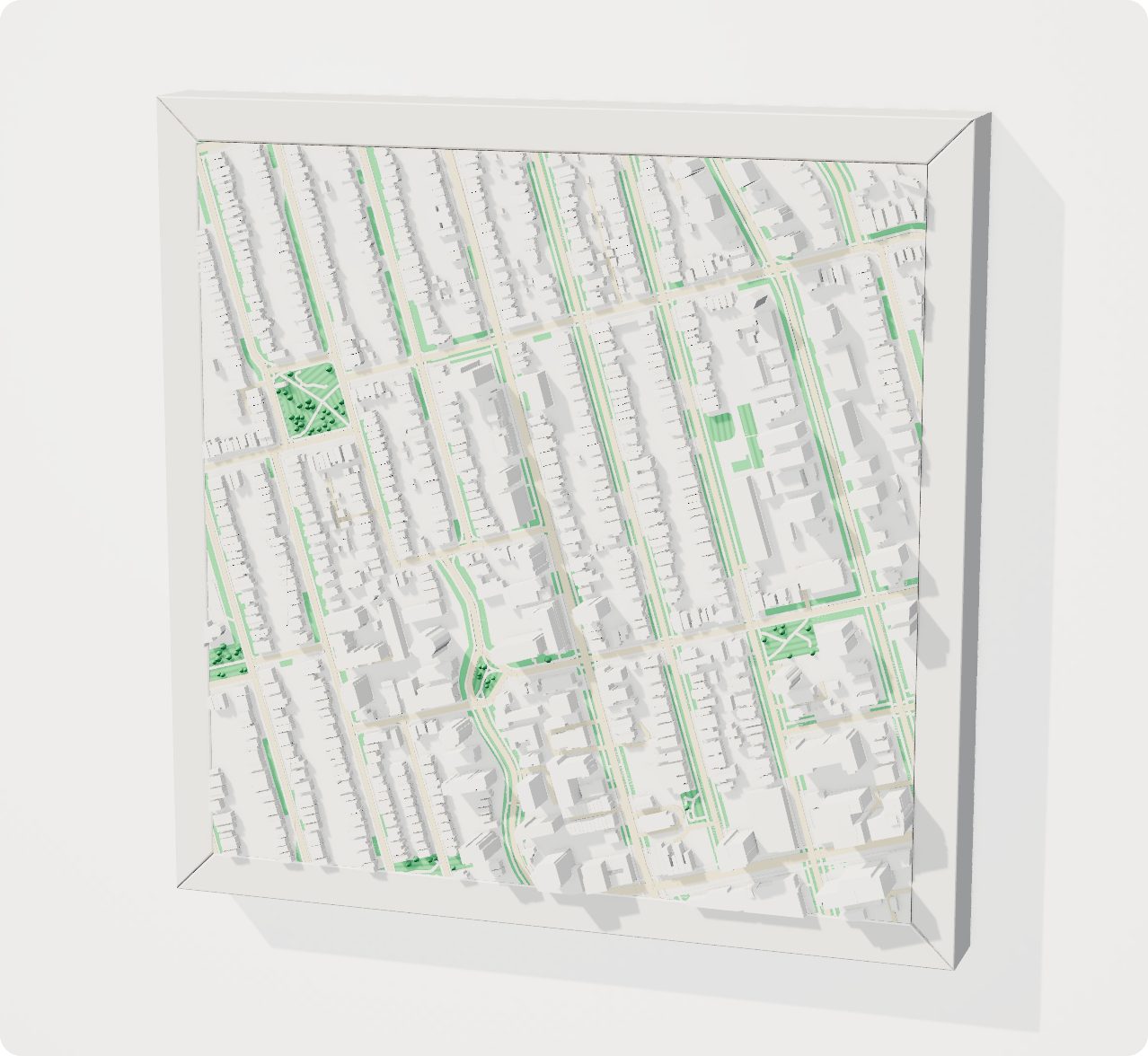 3D preview of the Annex, Toronto, with a white frame